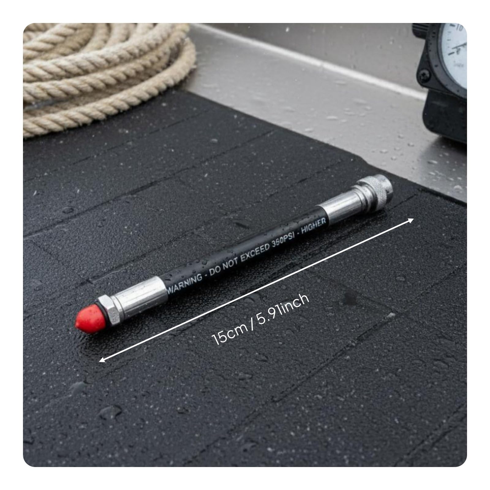 Amagogo Atemregler Schlauch Tauchschlauch Inflatorschlauch Schlauch Langlebig mit Verstärkter Gummimatrix Standard 3/8-24 Gewinde Und Schnellsteckkupplung für, 15CM