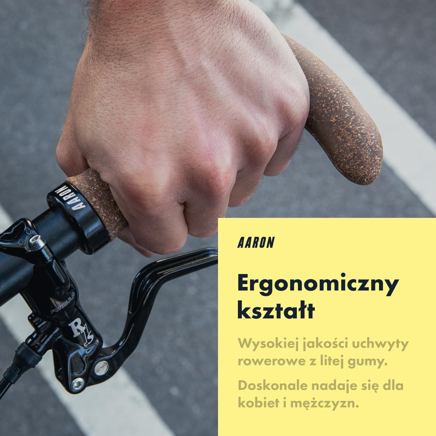 AARON Rogi na kierownicę z żelową amortyzacją, ergonomiczne rogi na kierownicę z antypoślizgowej gumy, uchwyty rowerowe do rowerów elektrycznych, trekkingowych, górskich, turystycznych, kolor czarny
