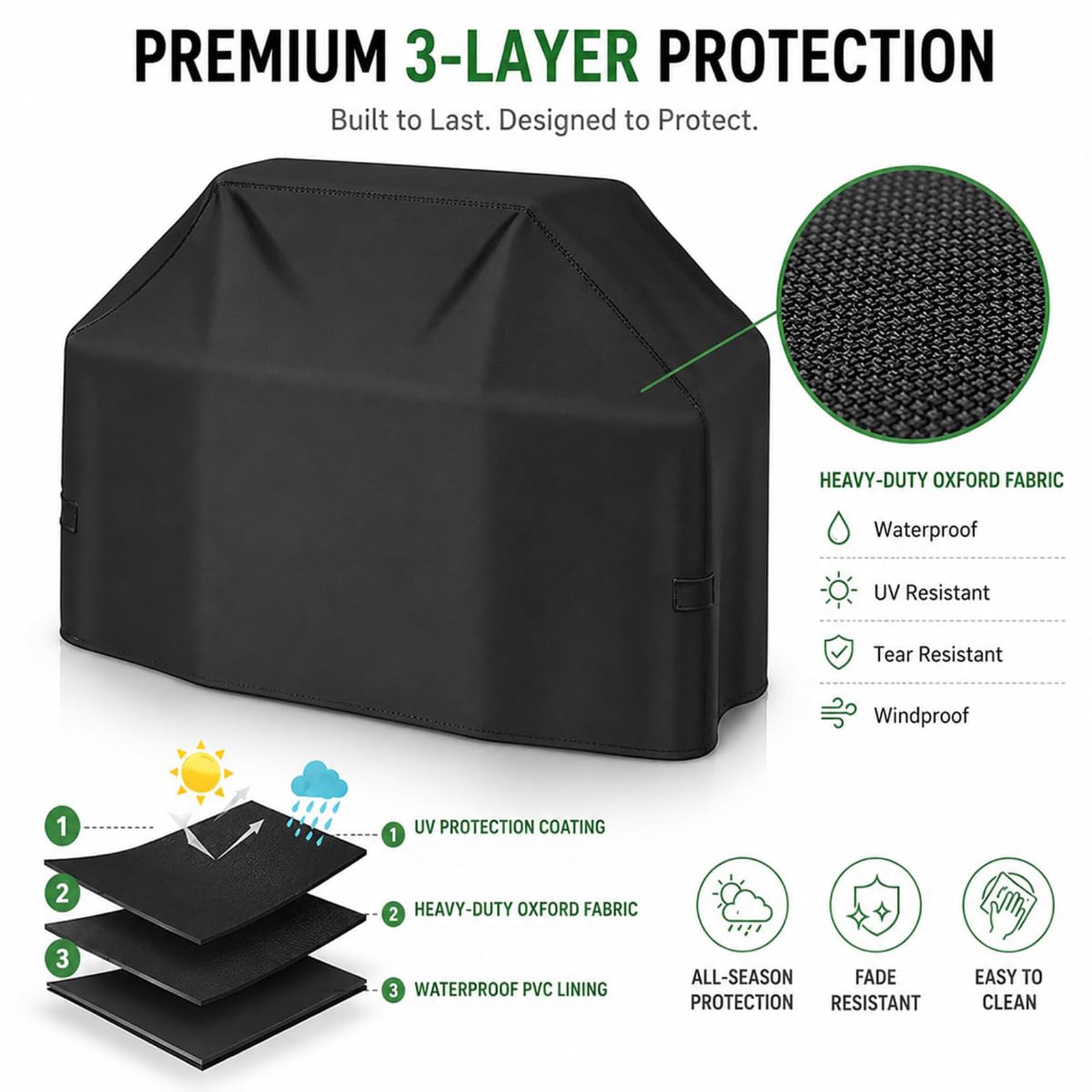 Copertura Barbecue per Barbecook Cebu 4.1 2014–2020 | con Cinghie a Strappo, Resistente al Vento, Chiusura con Coulisse, Protezione Tutto l'Anno, Rivestimento PVC Interno