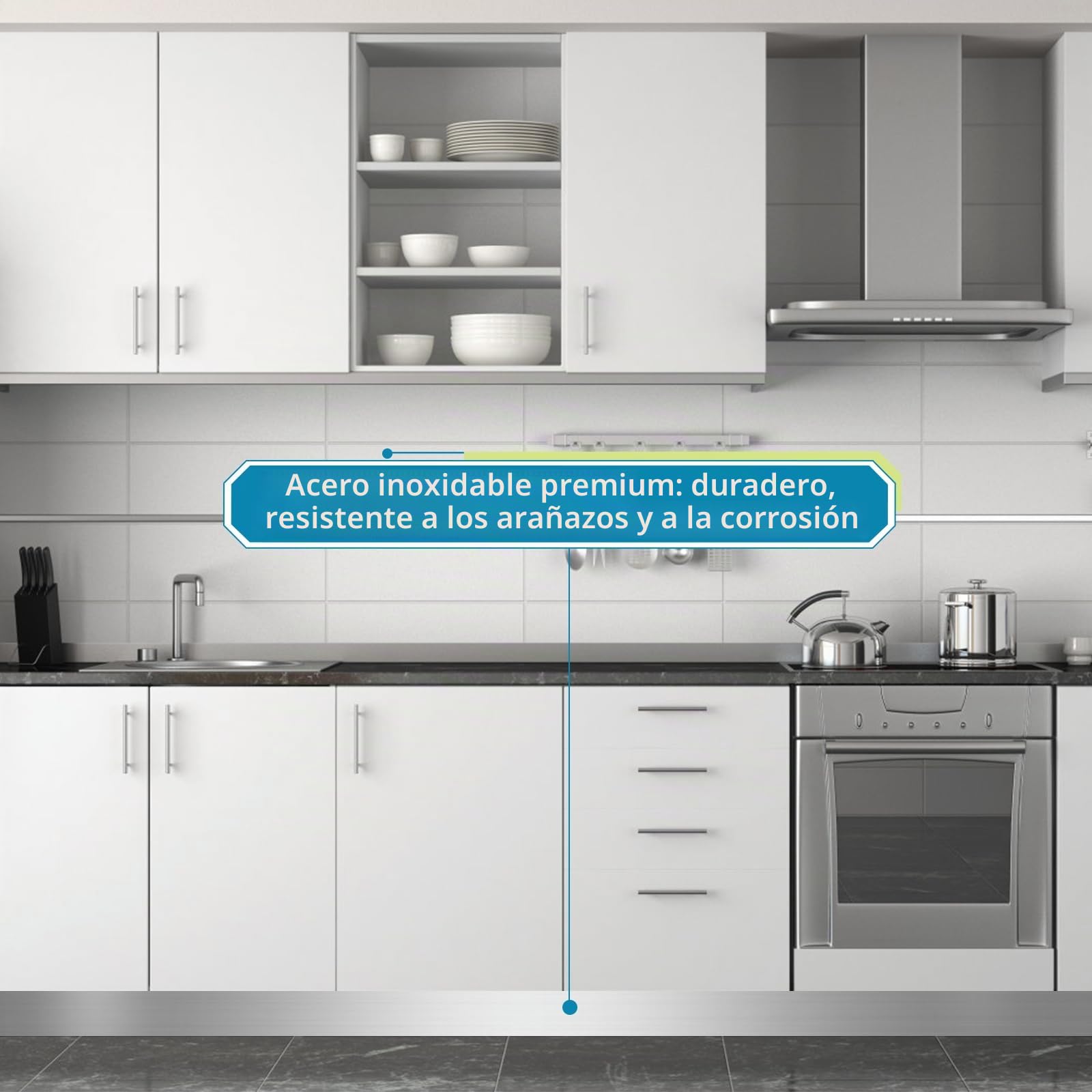 Skelang Kickplate Acero inoxidable, Placa metálica para puertas 15 x 260 cm, Placa adhesiva para proteger la parte inferior de la puerta, armario, isla de cocina (níquel cepillado)