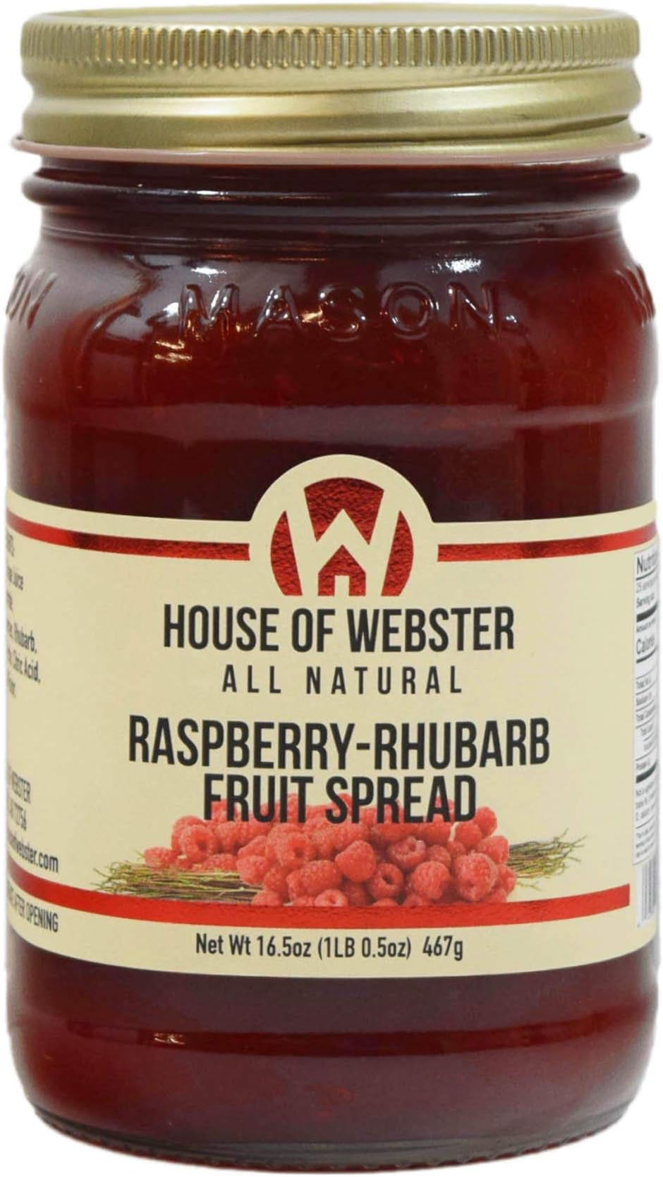 House of Webster Raspberry Rhubarb Fruit Spread 16.5 oz