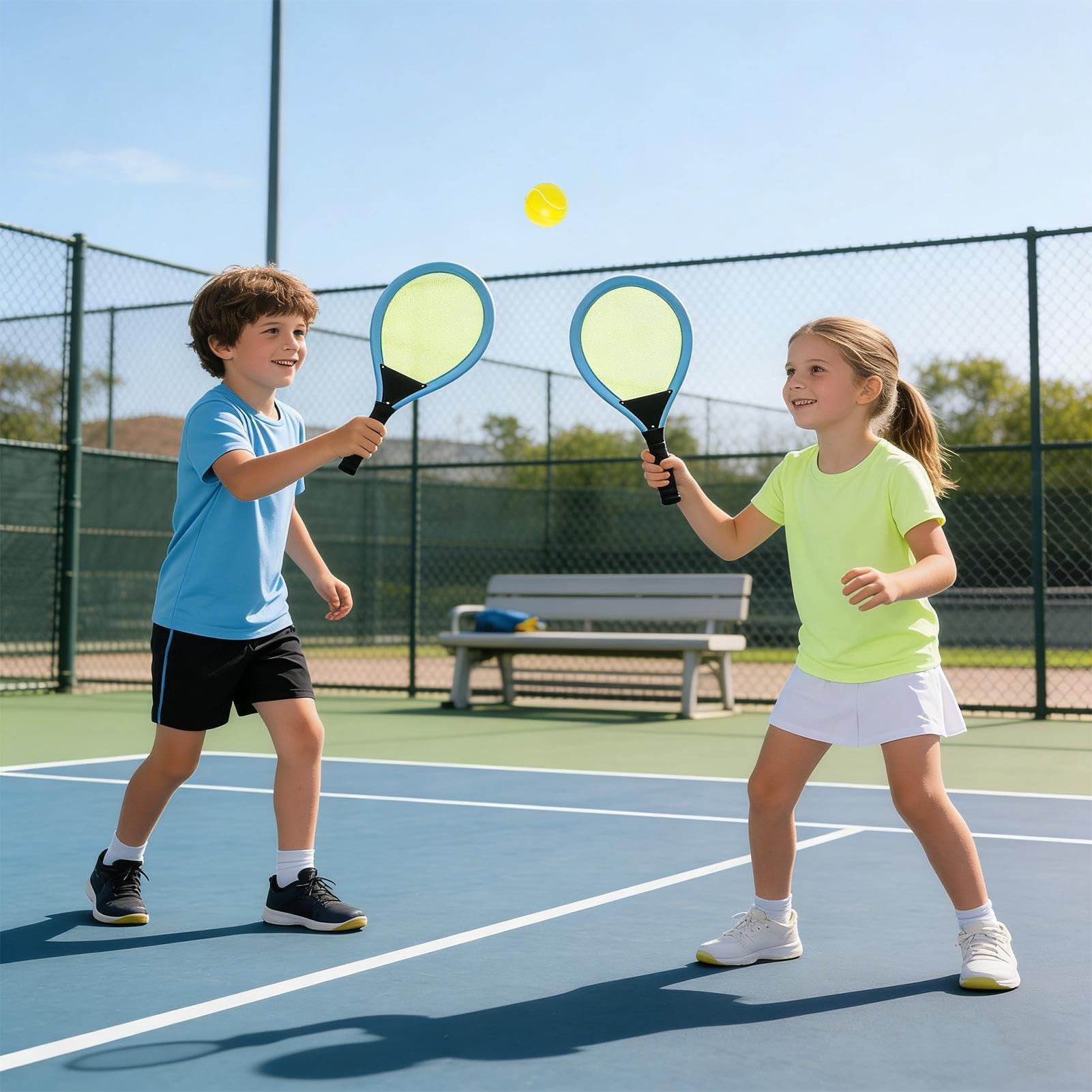 Set da tennis per bambini | Set Di 2 Racchette Da Tennis Con Palla E | Volani da badminton per bambini, giochi da giardino per bambinni Gioco da campeggio