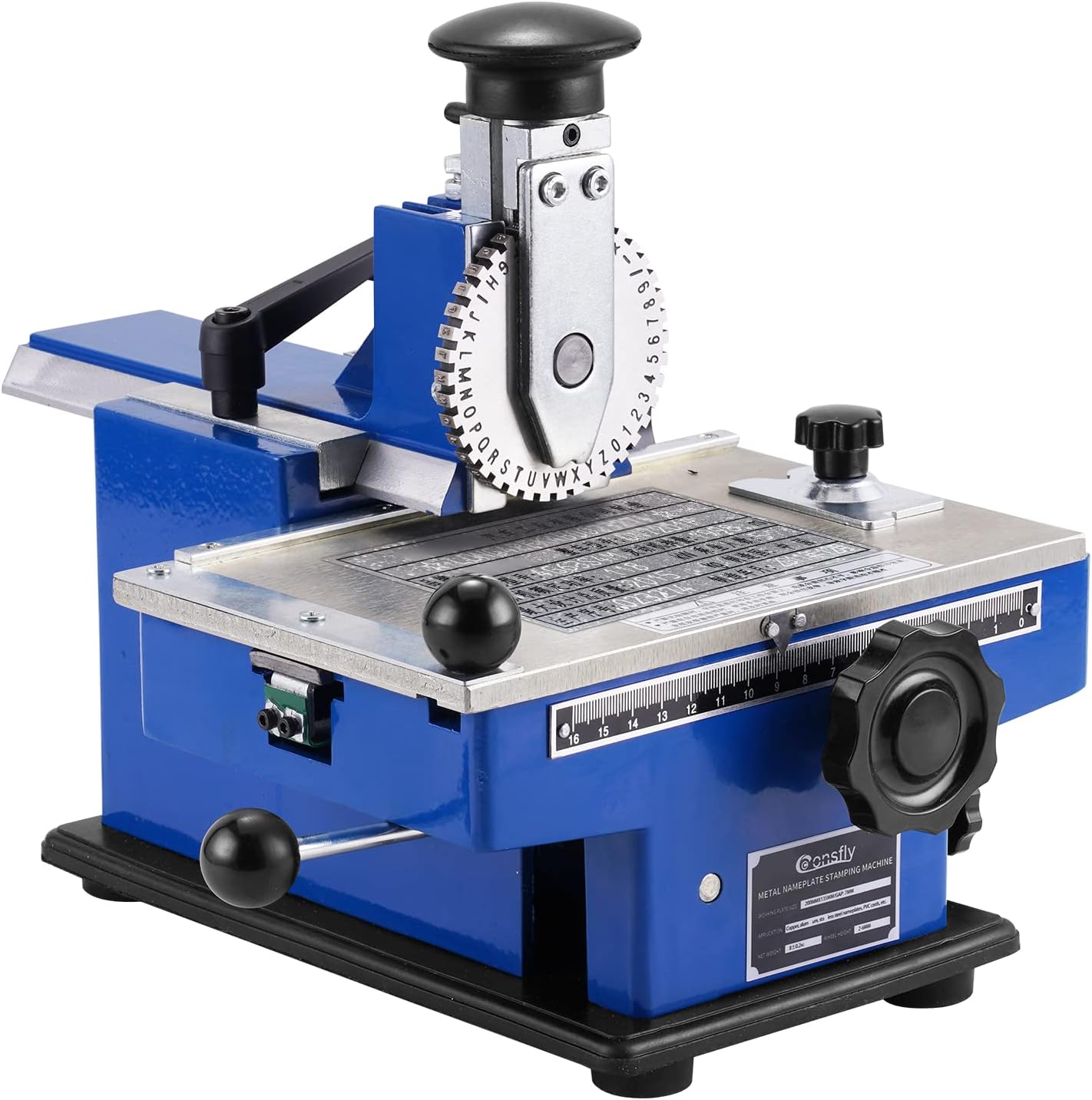 Metal Nameplate Stamping Machine Semi-Automatic Embosser Label Printing Marking Machine Dog Tag Printer (6mm Character Wheel)