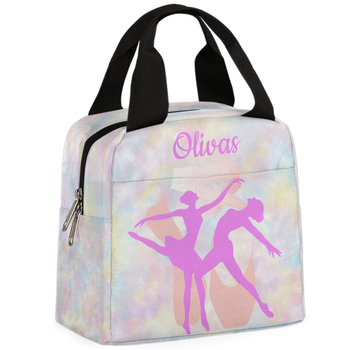 Personalized Lunch Bag Lunch Box for Women Girl, Custom Lunch Tote Bag Organizer Reusable Cooler Bag for Outdoor, School and Picnic Dance Tie Dye