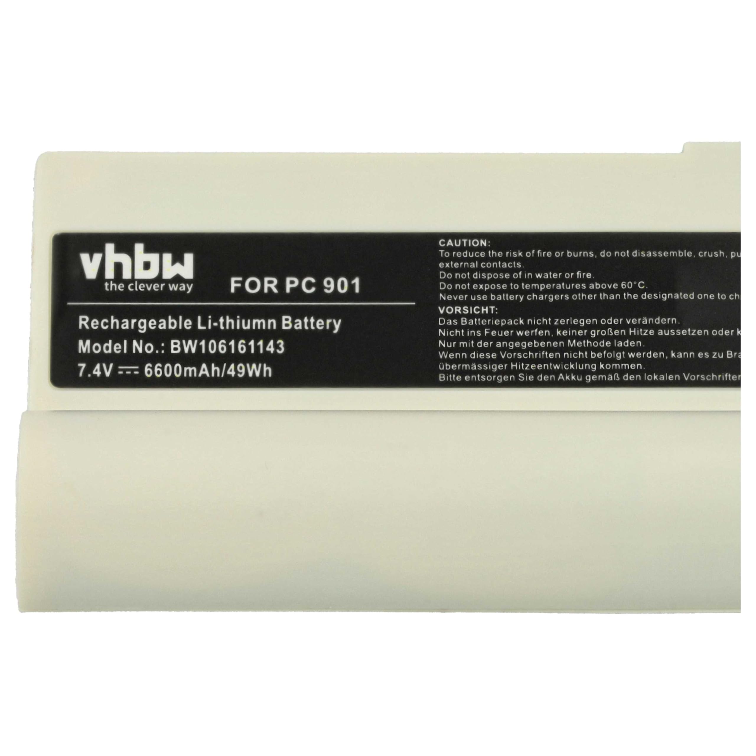 vhbw batteria compatibile con Asus Eee PC 1000H, 1000, 1000HA, 1000H Go, 901, 1000HG, 1000HE, 1000HD notebook (6600mAh, 7,4V, Li-Ion) - bianco