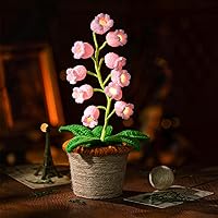 Handmade Crochet Lily of the Valley Night Light Lamp - Pink Cordless Table Decor, Romantic Valentine's Gifts for Her