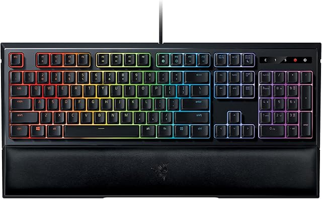 Razer Ornata Chroma Gaming Keyboard: Hybrid Mechanical Key Switches - Customizable Chroma RGB Lighting - Individually Backlit Keys - Detachable Plush Wrist Rest - Programmable Macro Functionality
