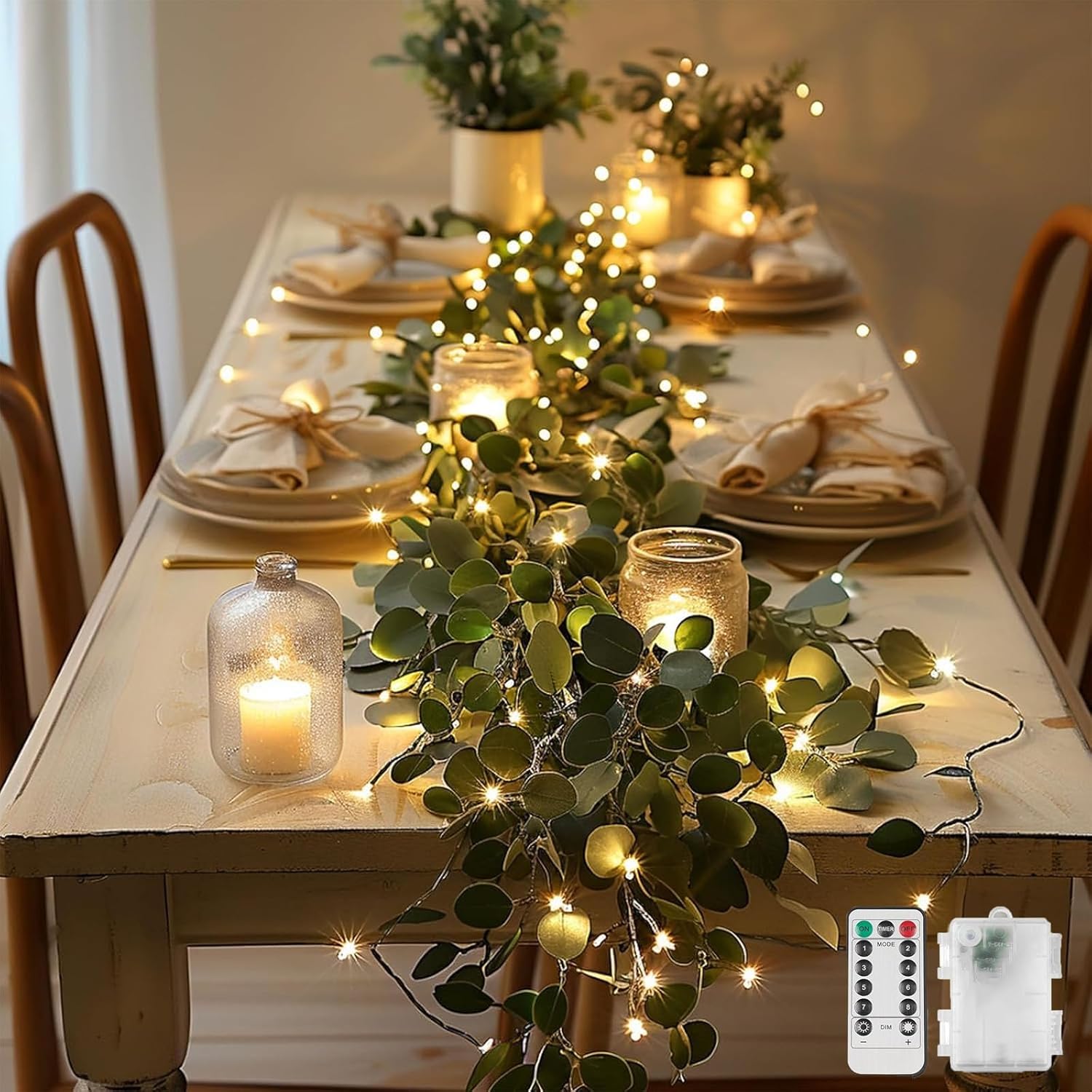 Twinkling Tree Olive Vine, Greenery Garland, Garland with Lights, Christmas Wall Hanging in Holiday Home Decor for Your Living Room Or Bedroom