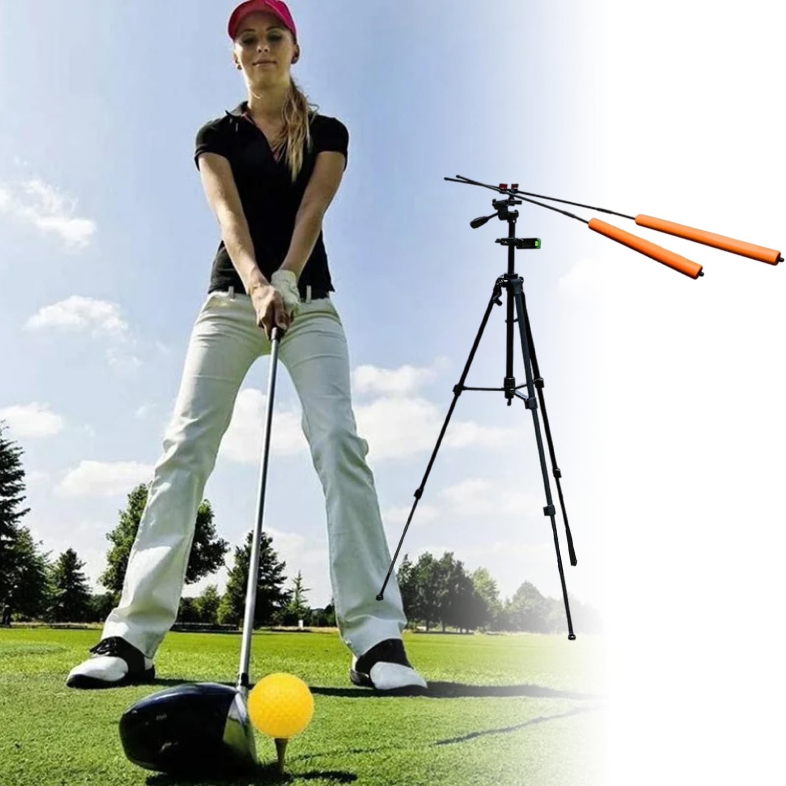 Ayuda entrenamiento swing golf Soporte De Trípode Smartphone Práctica | Palos Alineación Golf Ajustables 360 Grados Para aficionados al golf, hogar, campo de prácticas, calentamiento