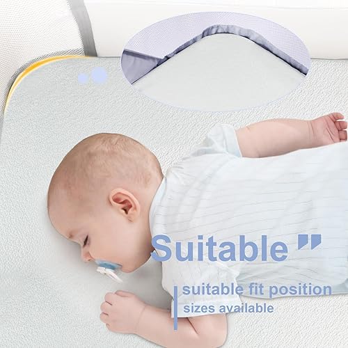 Miniatura 6 de NeoBorn Protector de colchón para moisés de bebé, 32 x 18 pulgadas, colchón de espuma viscoelástica de gel cómodo de doble cara con funda extraíble
