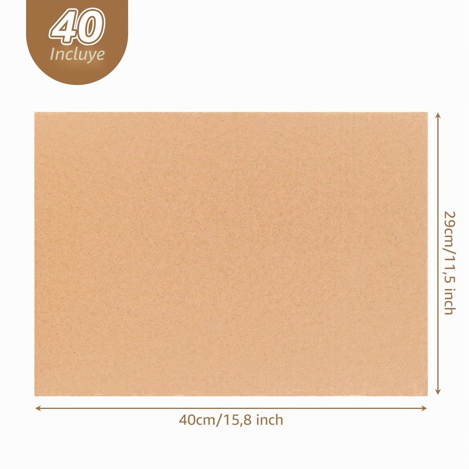 AKOLAFE 40 Piezas Carton Ondulado Kraft 29 x 40 cm, Carton Manualidades de 3 mm Papel Kraft 3 Capas para Embalaje Maquetas Cortar Doblar Pintar Proyectos Escolares
