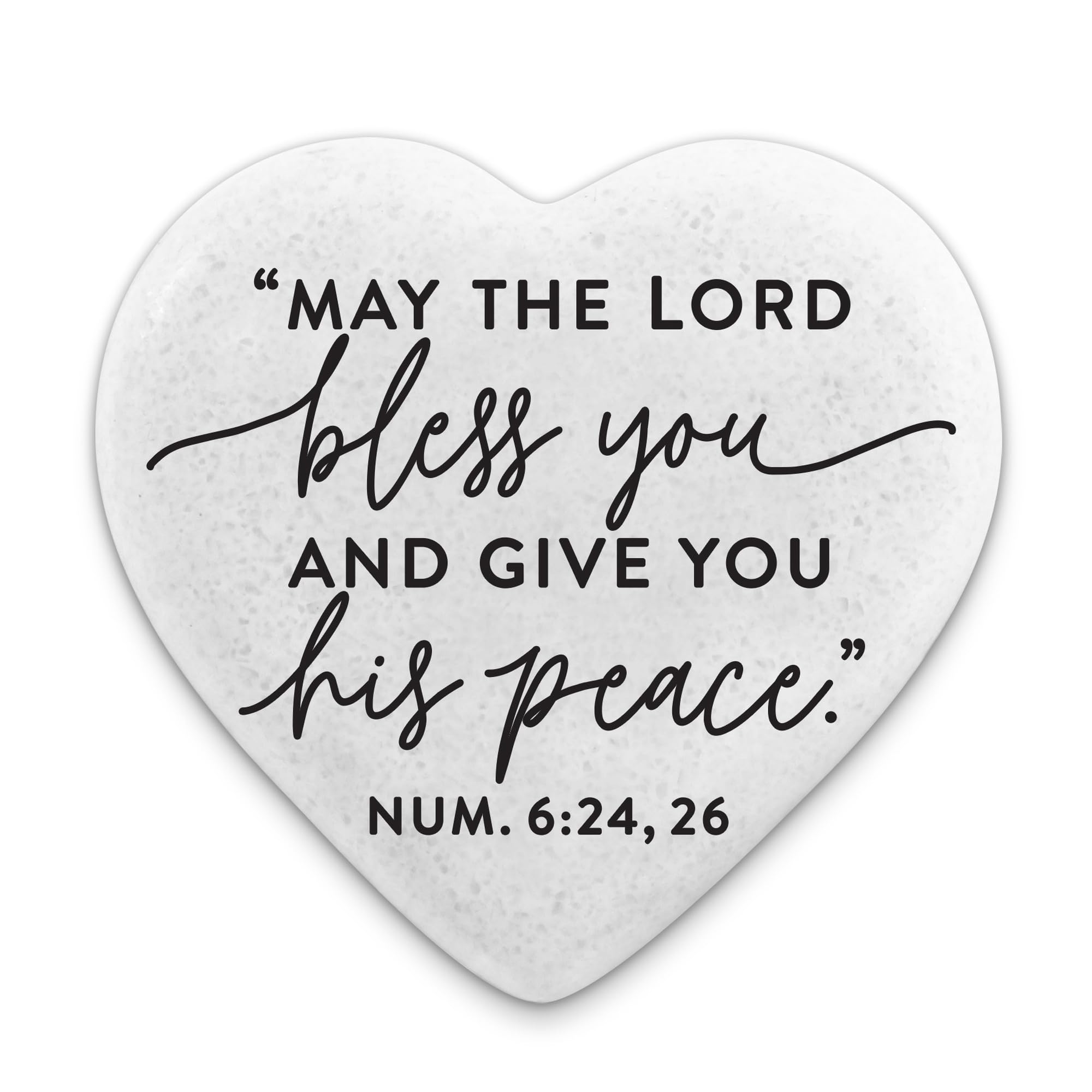 Lighthouse Christian Products Inspirational Cast Stone Heart Keepsake – “May the Lord Bless You and Give You His Peace” Numbers 6:24 26 Scripture Heart Token, Christian Encouragement Gift