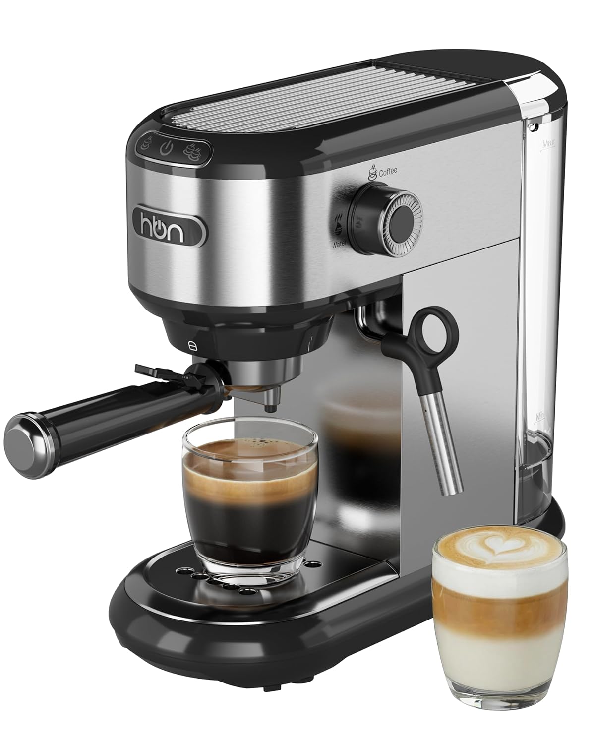 HBN 20 Bar Espresso Machine with Milk Frother Compact Espresso Maker for Ground Coffee Stainless Steel Coffee Machine