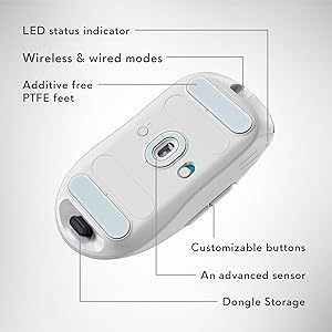 Alienware Pro Wireless Gaming Mouse - 2.4GHz Gaming Wireless/USB Wired Connectivity, Adjustable DPI, Optical Sensor Technology, 6 Programmable Buttons, 650 IPS Sensor Max Speed - Lunar Light