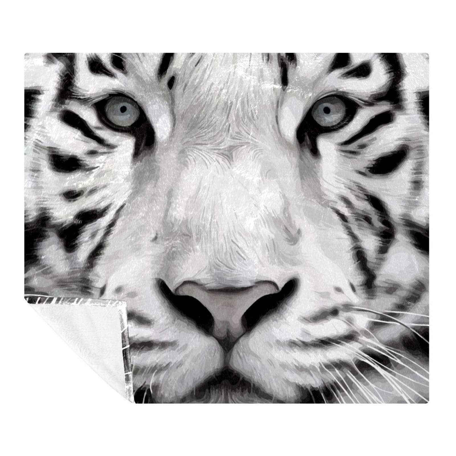 Couverture Polaire Chaude et Douce contre le Froid Tigre Blanc