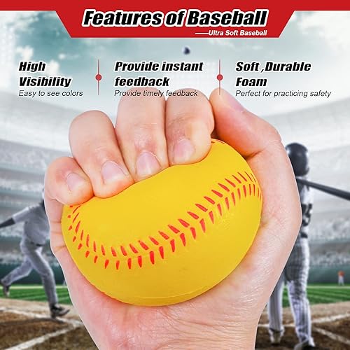 Miniatura 3 de Pelotas de béisbol suaves de 9 pulgadas, 15 pelotas de béisbol de espuma, práctica de bateo, entrenamiento de golpeo, pelotas de béisbol de colores