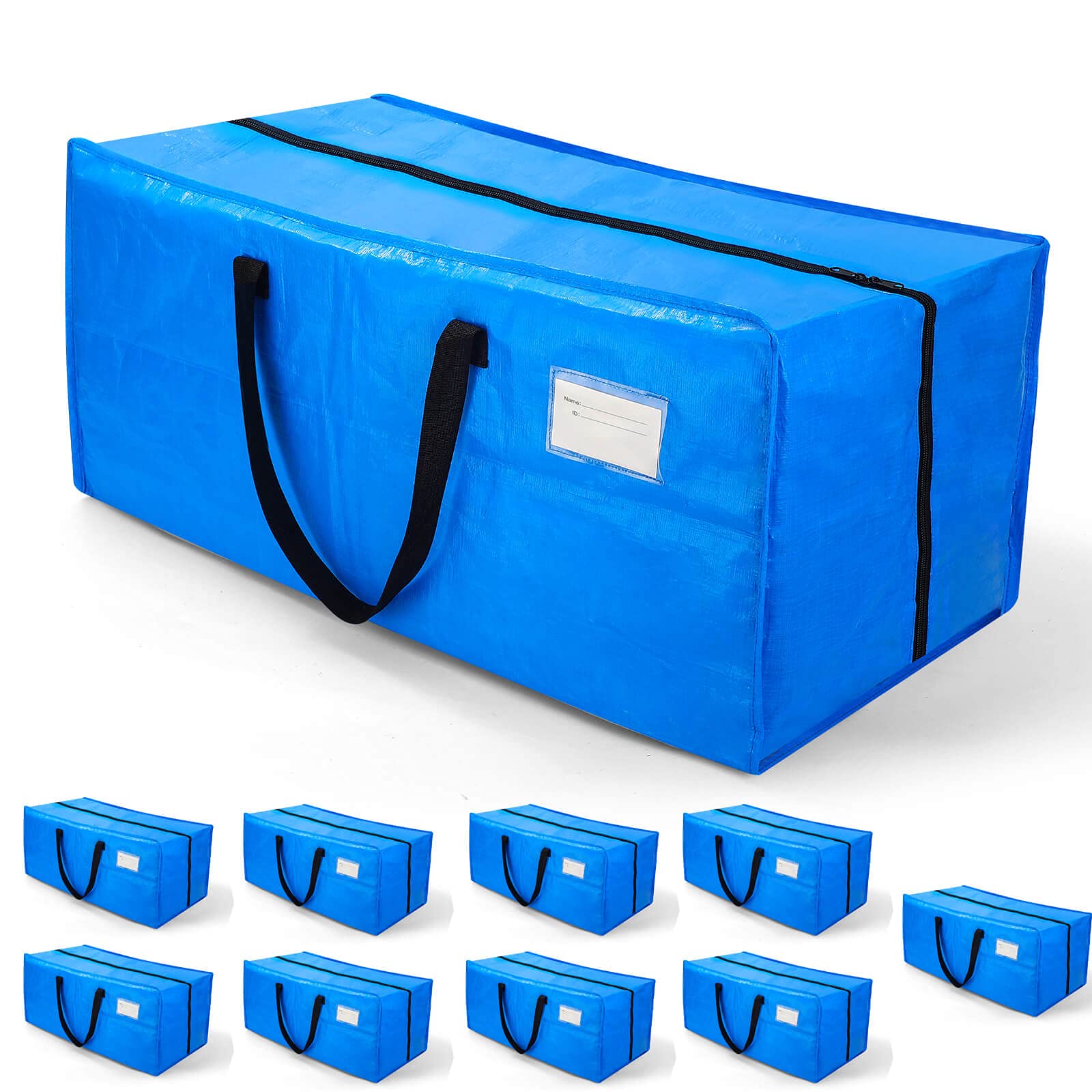 AlexHome Moving Bags Heavy Duty,Extra Large Packing Bags for Moving,Reusable Plastic Moving Totes,Clothes Storage Containers,Moving Supplies Bins,Compatible with Ikea Frakta Cart (Blue,Set of 9)