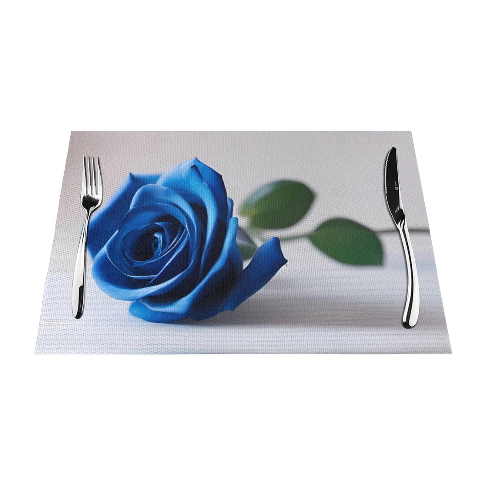Lot de 6 sets de table roses bleues pour salle à manger
