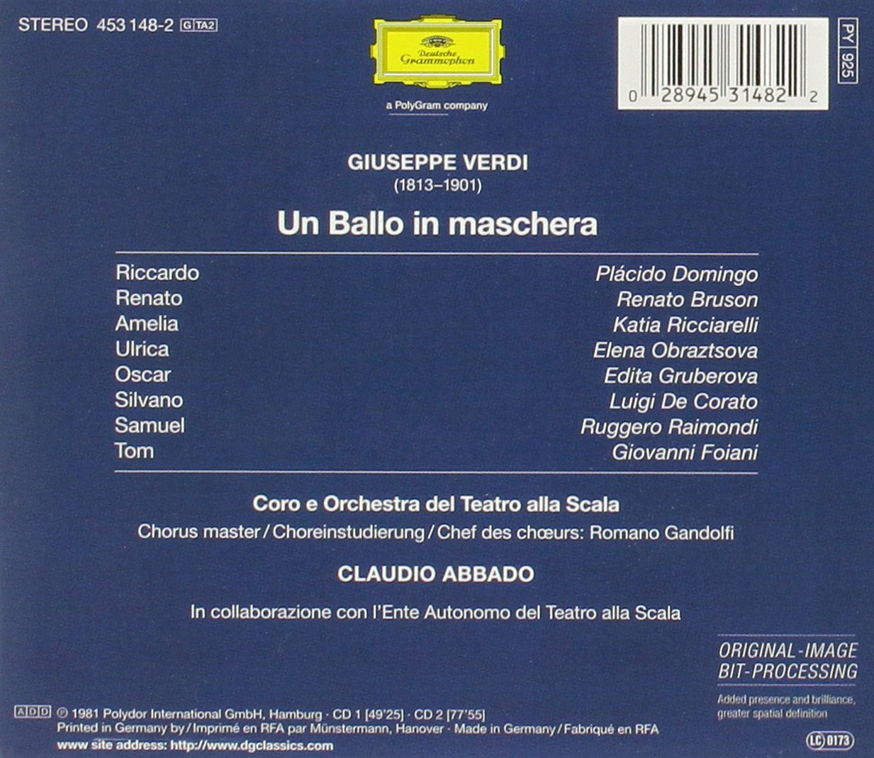 Verdi : Un ballo in maschera ("un bal masqué")