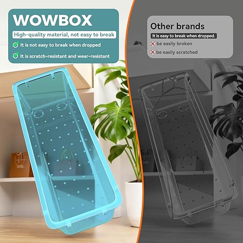 Miniatura 6 de WOWBOX Juego de 44 organizadores de cajones de plástico transparente, 6 contenedores de almacenamiento de varios tamaños y bandejas organizadoras de