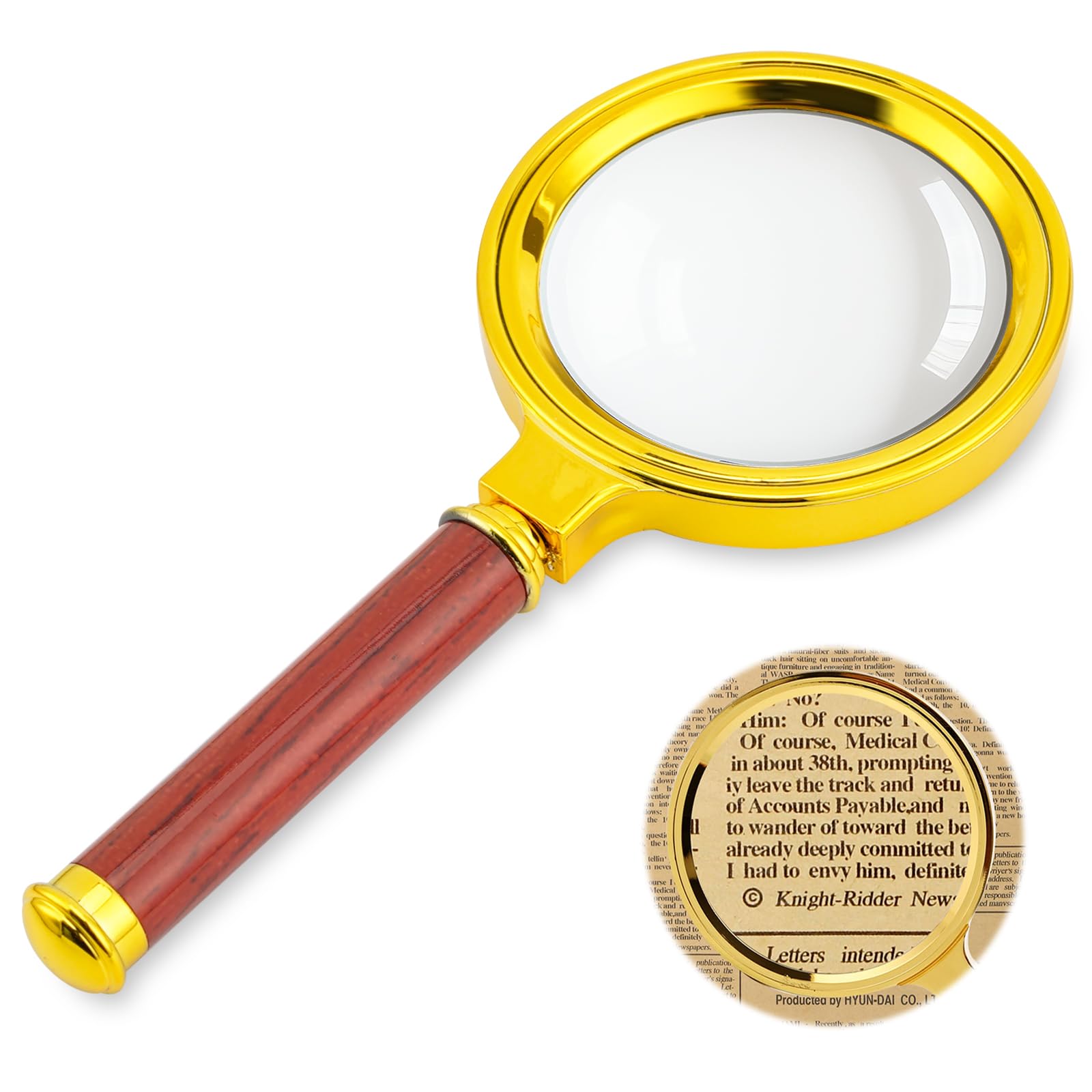 Magnifying Glass 15X Handheld Reading Magnifier 90mm Portable Magnifying Lens with Non-Slip Wooden Handle Shatterproof Magnifying Mirror for Reading Newspaper Inspection Insects (70mm)