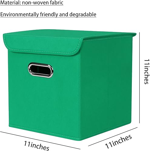 Vista 56 de Organizadores de armario de tela con tapas, cesta organizadora de almacenamiento plegable con asas, cajas de almacenamiento para almacenamiento