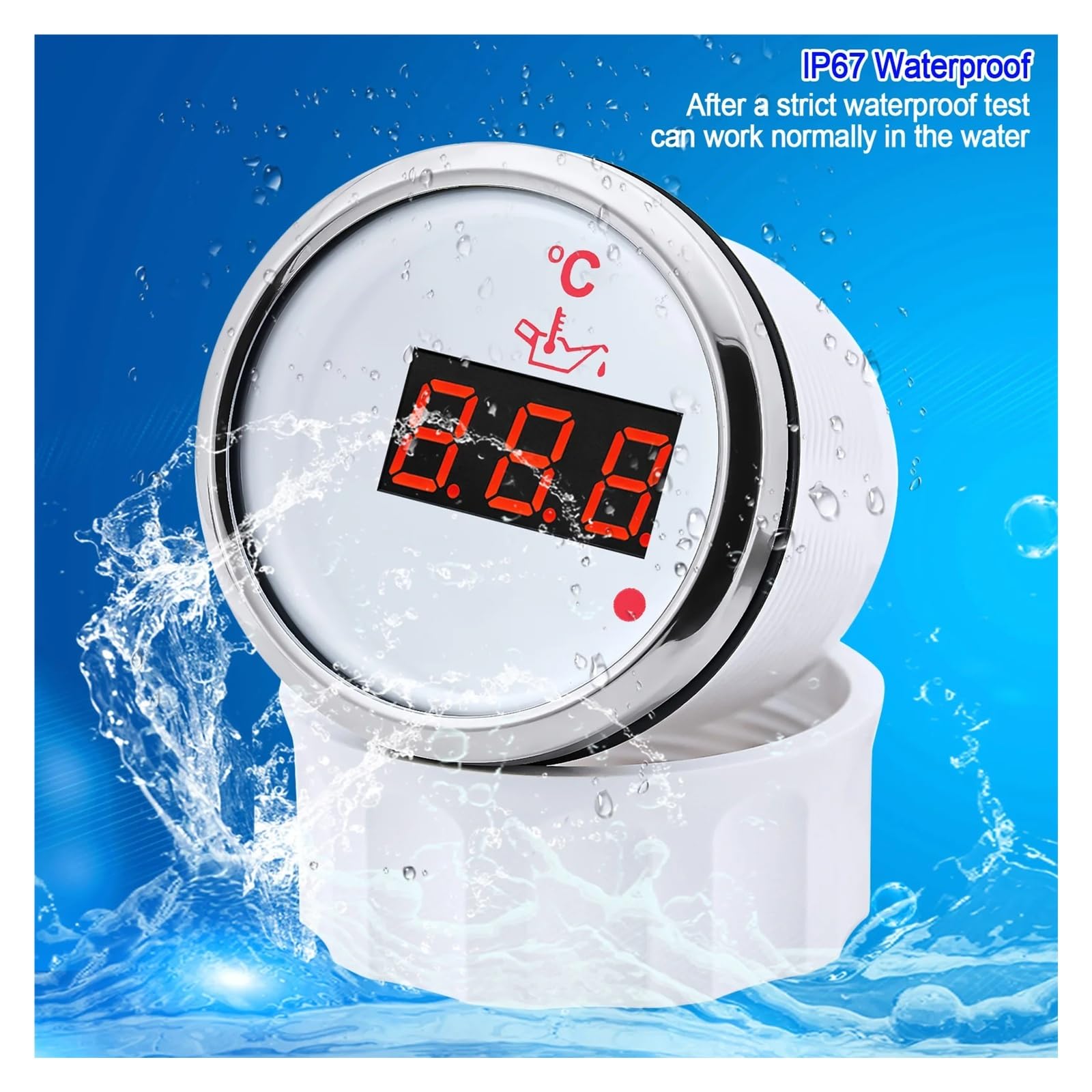 Wskaźnik temperatury oleju 52 mm z czerwonym światłem + czujnik z alarmem, cyfrowy miernik temperatury oleju 50~150 ℃ do łodzi samochodowej 12V24V Wysoka widoczność(BN M14X1.5)