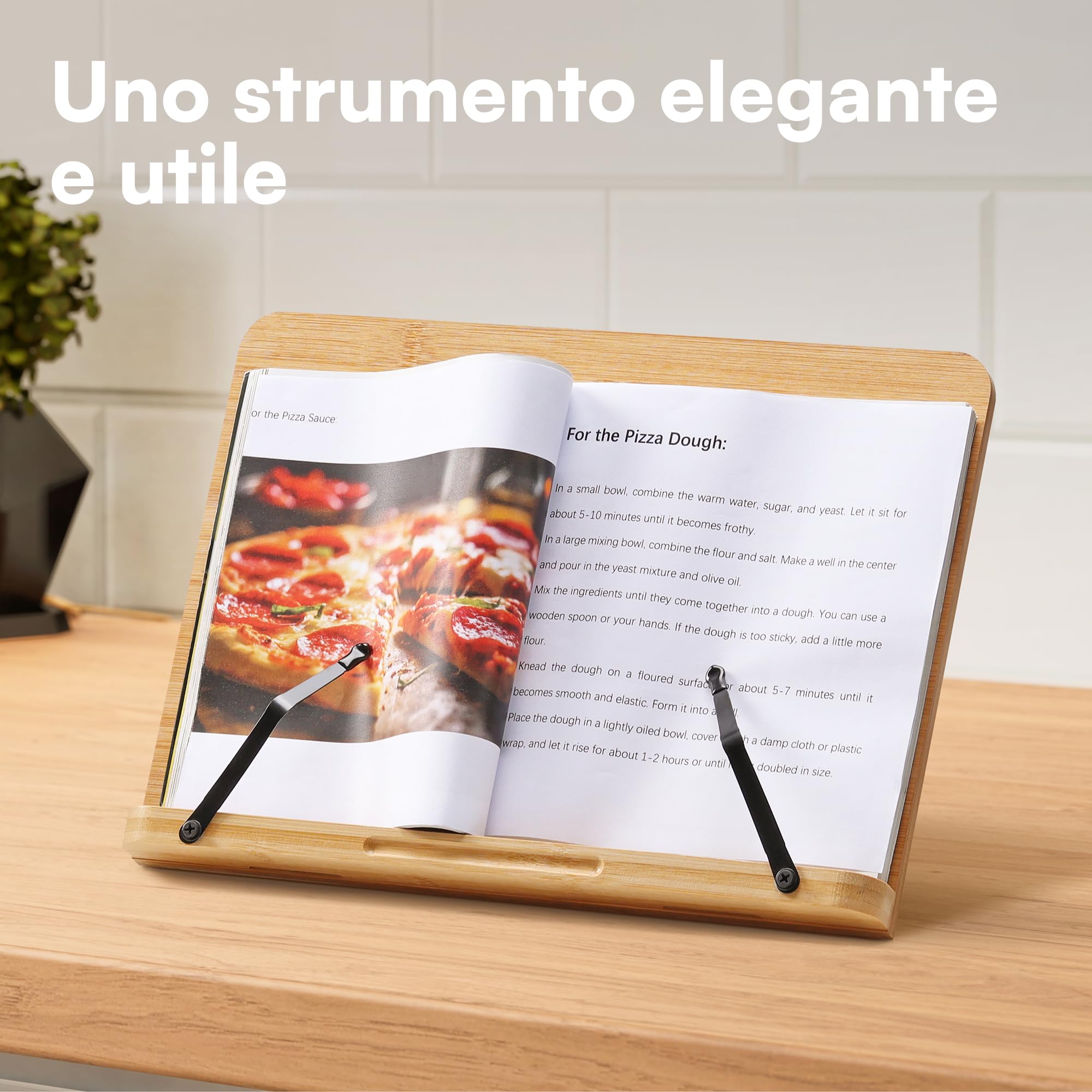 H&S Leggio per Libri da Tavolo in Bambù - Leggio da Tavolo per Libri - Porta Libro Scrivania e Studio - Supporto Portatile Spartiti e Tablet - Poggia Libro Lettura