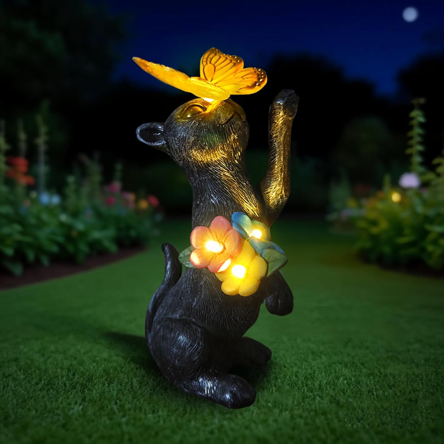 Frog Garden Statue Home Outdoor Decor - Solar Frogs Learning Sculptures Auto LED Waterproof Lights, Garden Outside Figurine Ornament, Women/Gardening/Housewarming Gift for Yard/Pond