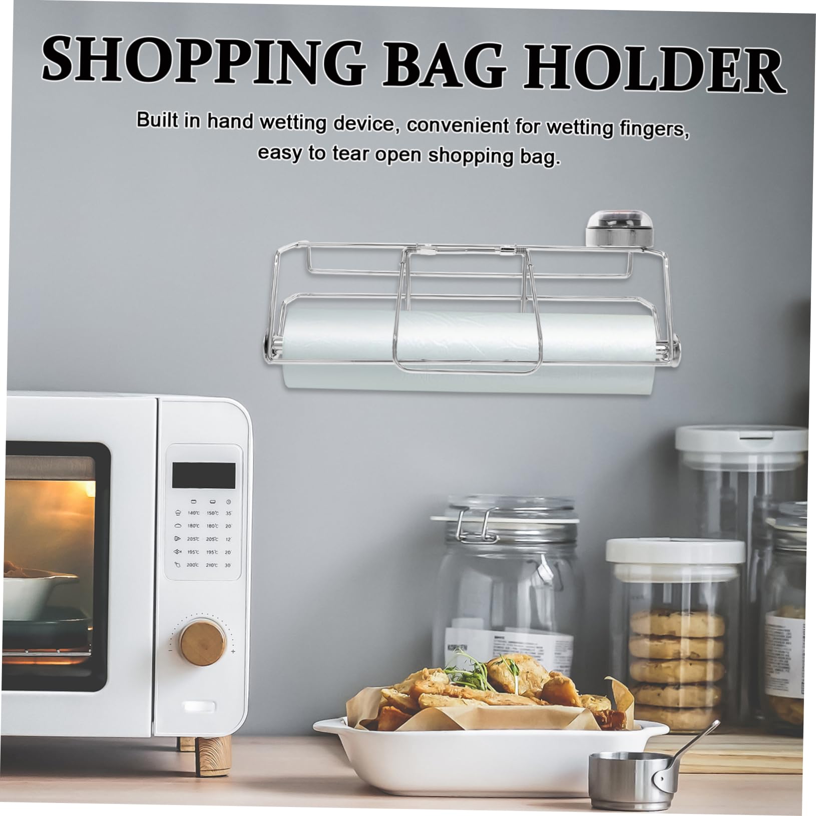 Dispensador De Bolsas Enrollables Para Supermercados Soporte De Acero Inoxidable Para Bolsas De Compra Con Dispensador De Húmedas Para Almacenamiento De Alimentos y Organización De