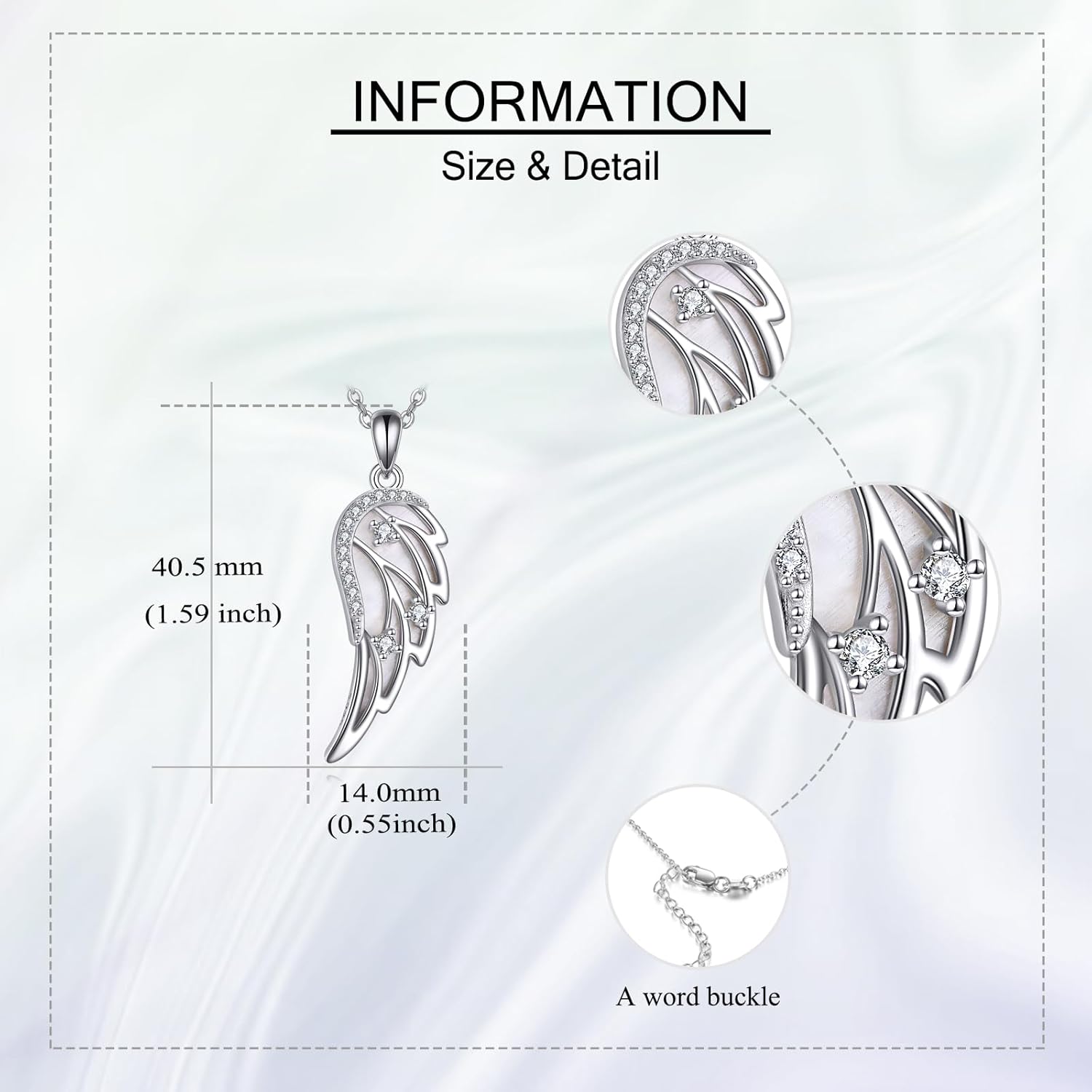 URONE Angel Wings Necklaces for Women Sterling Silver Fashion Angel Pendant Angel Jewelry Gift for Women - Image 3