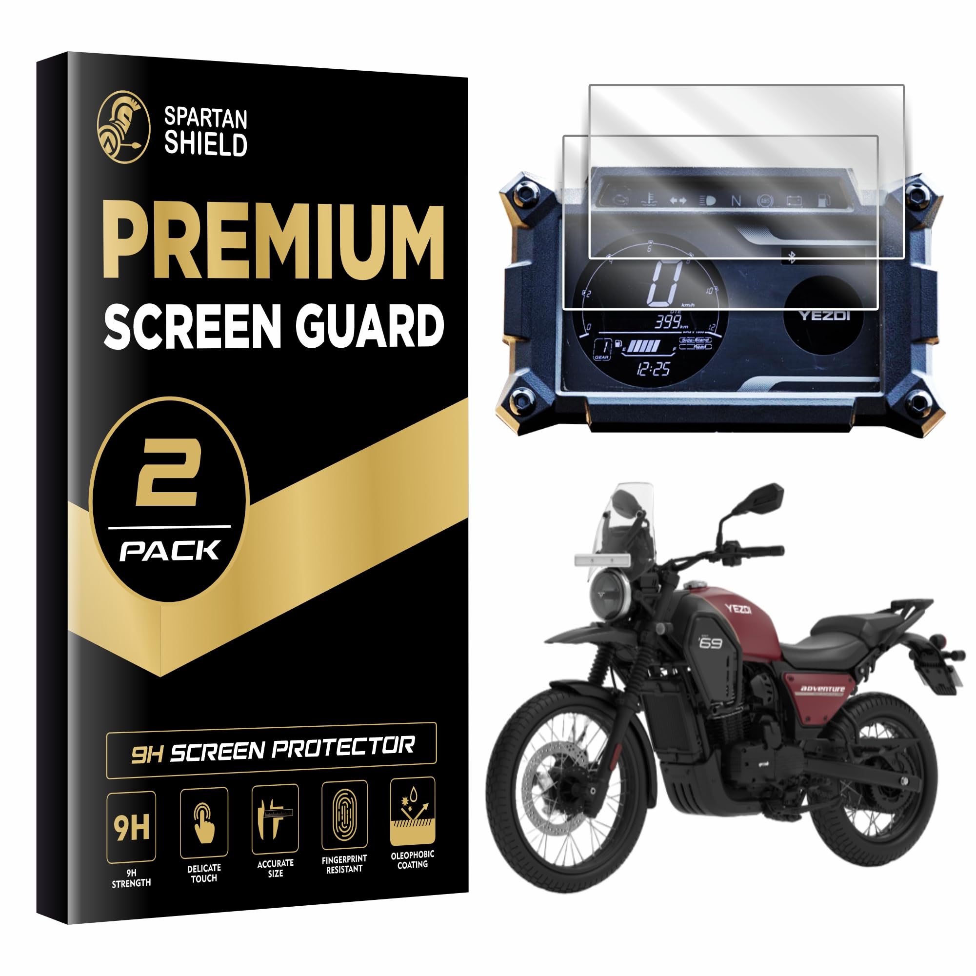 Spartan Shield {2 Pack) Digital Meter Screen Protector For NEW YEZDI ADVENTURE BIKE || Anti Scratch || 5.5-inch Instrument Cluster Guard || Yezdi MID Console Accessory 2022-2024 [Not Tempered Glass]