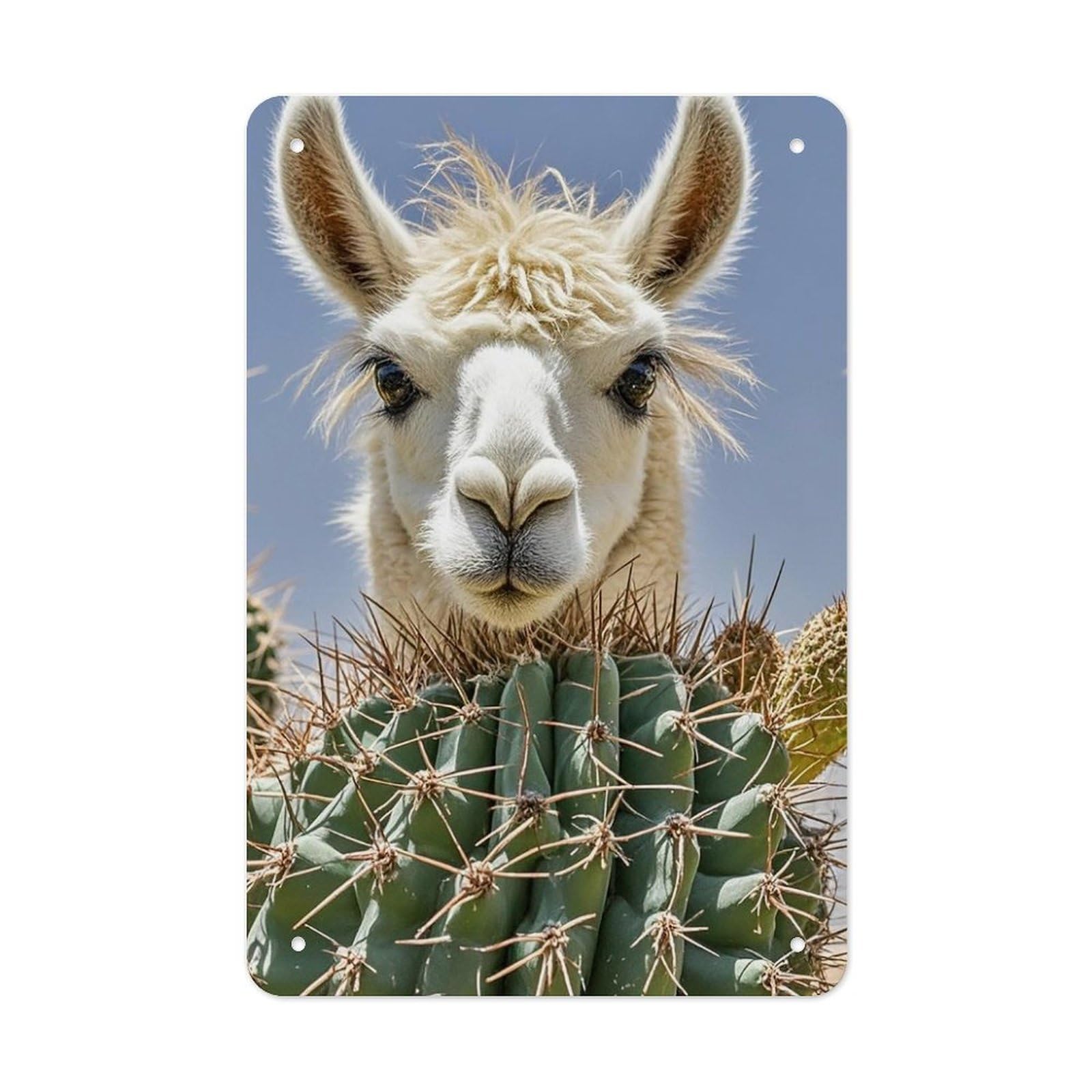 QMNLKH Mexican Llama Cactus Plaques for Wall Decor, Personalized Metal Tin Sign for Home, Multifunctional Poster for Office, Fashion Painting for Hallway, Wall Art Pictures, 7.9x11.8Inch