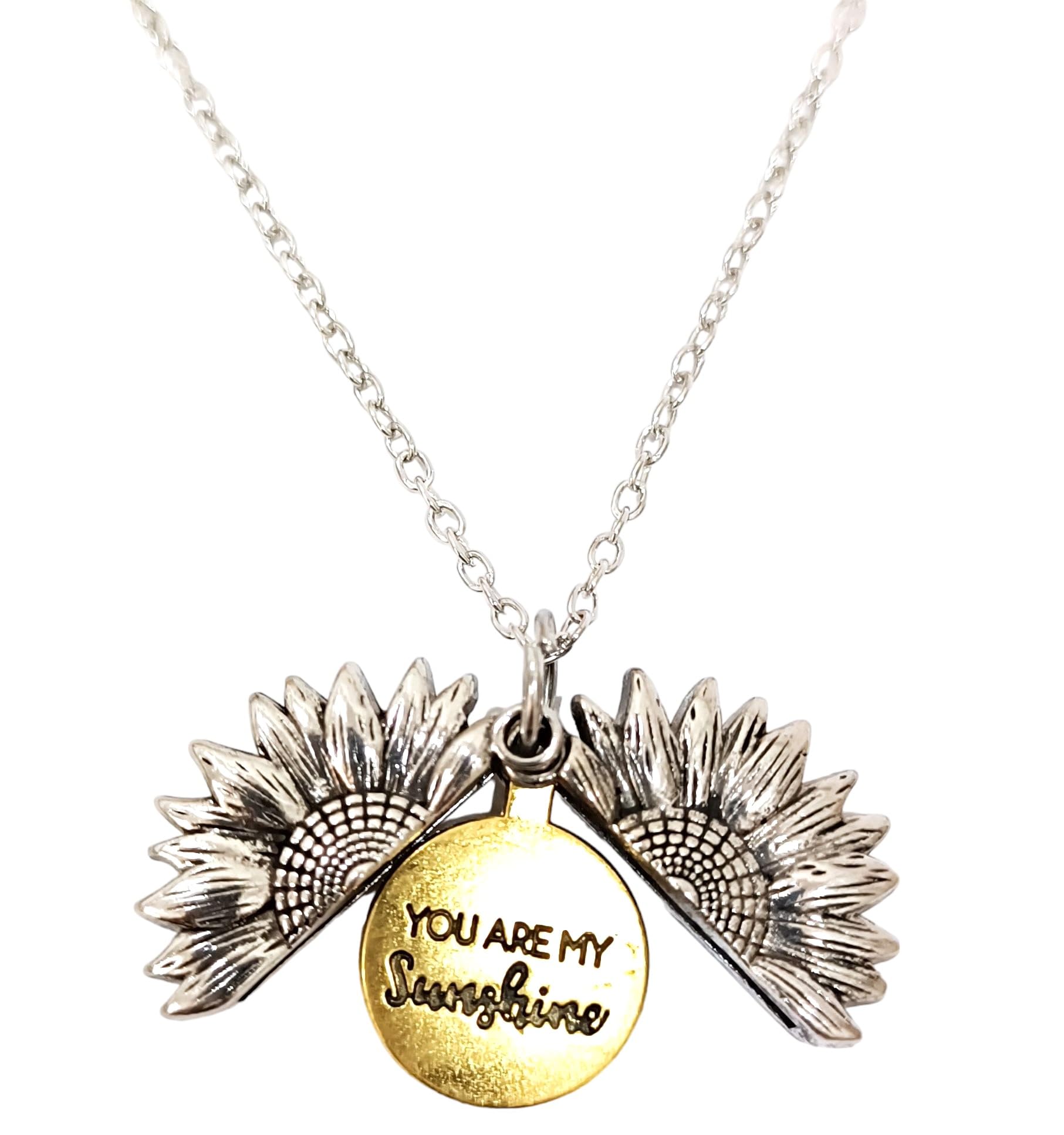 RVM Jewels You are My Sunshine Engraved Hidden Message Silver Golden Sunflower Pendant Sun Necklace Locket for Women (B0D5BJ1DDN) Amazon Price History, Amazon Price Tracker