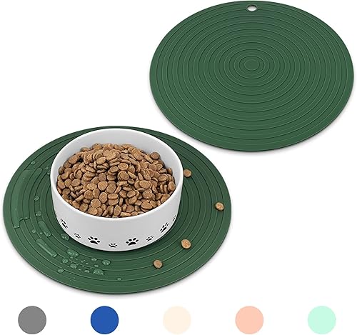 Ptlom 2 manteles individuales para mascotas para perros y gatos, tapete de silicona impermeable para alimentos y agua, tapete para mascotas pequeño,