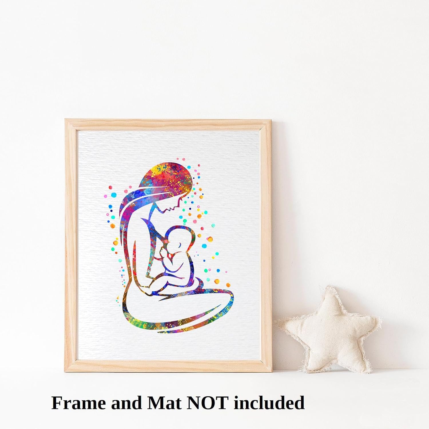 Dignovel Studios 11X14 Unframed Breastfeeding Mother Mom Newborn Baby Nursing Watercolor Art Print Poster Office Home Decor DN512