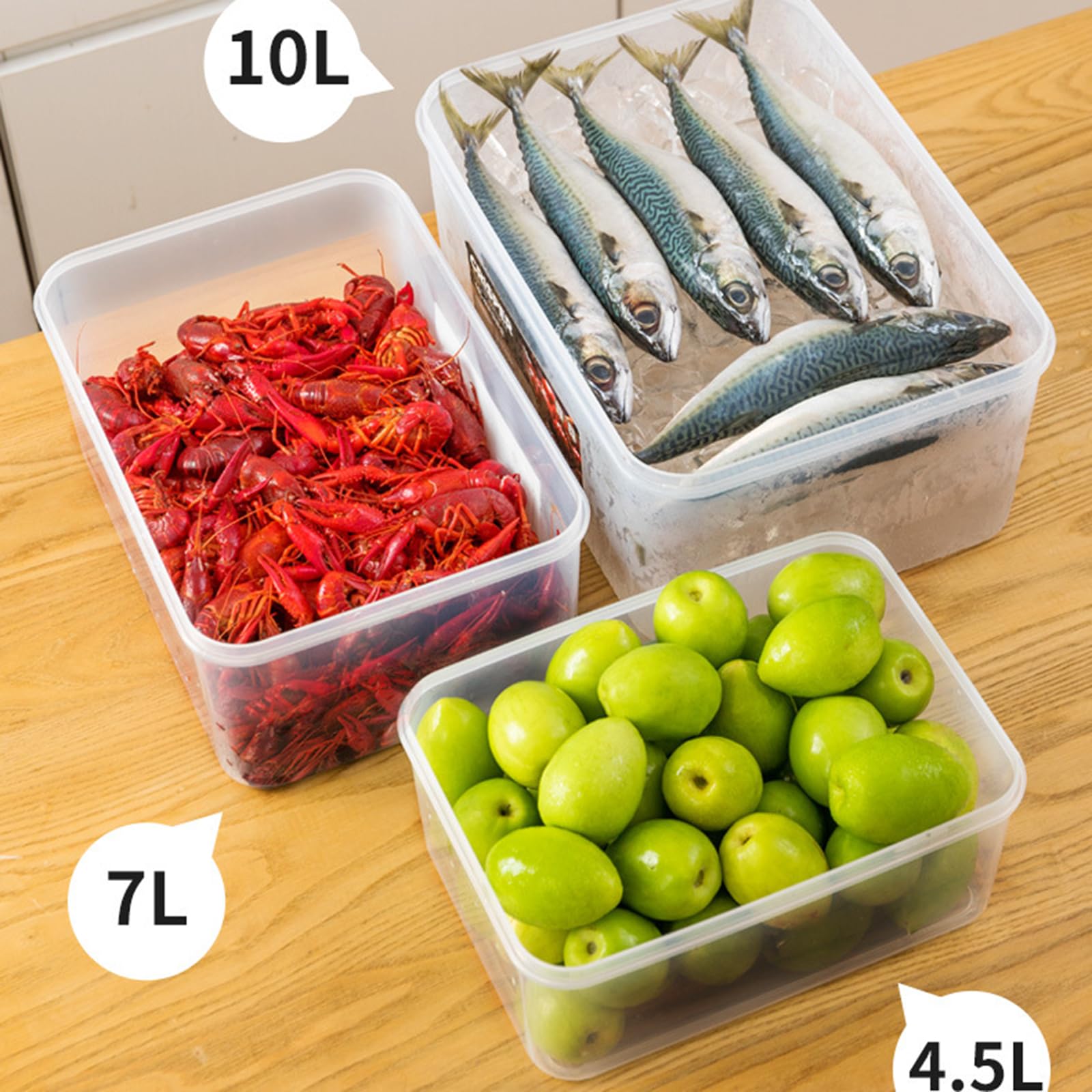 HLTYGWX Caja de Almacenamiento para Nevera con coladores, organizadores de Productos apilables, contenedor de conservación de Alimentos para Nevera, Herramienta de Cocina (Juego de Tres Piezas A)