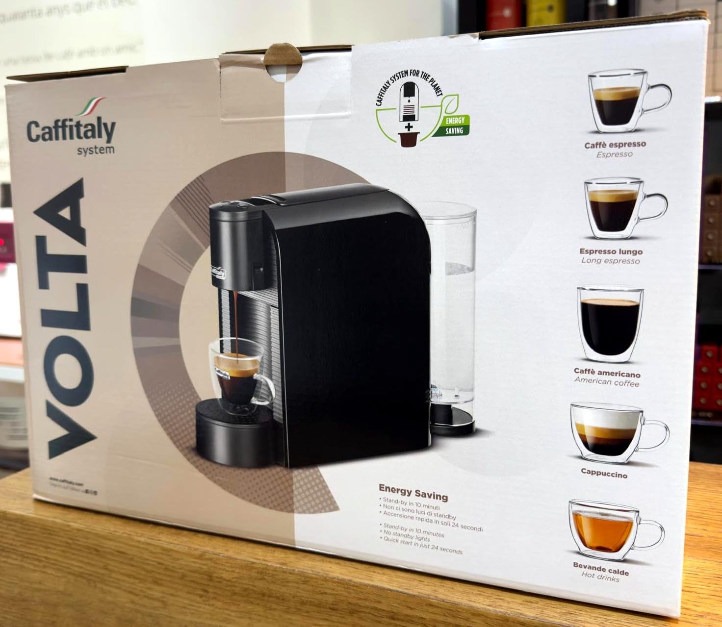 Caffitaly S36 Volta Cafetera de Cápsulas, compacta, rápida y silenciosa, encendido rápido, apagado automático, 3 Botones programables paras la dosificación. (Negra)