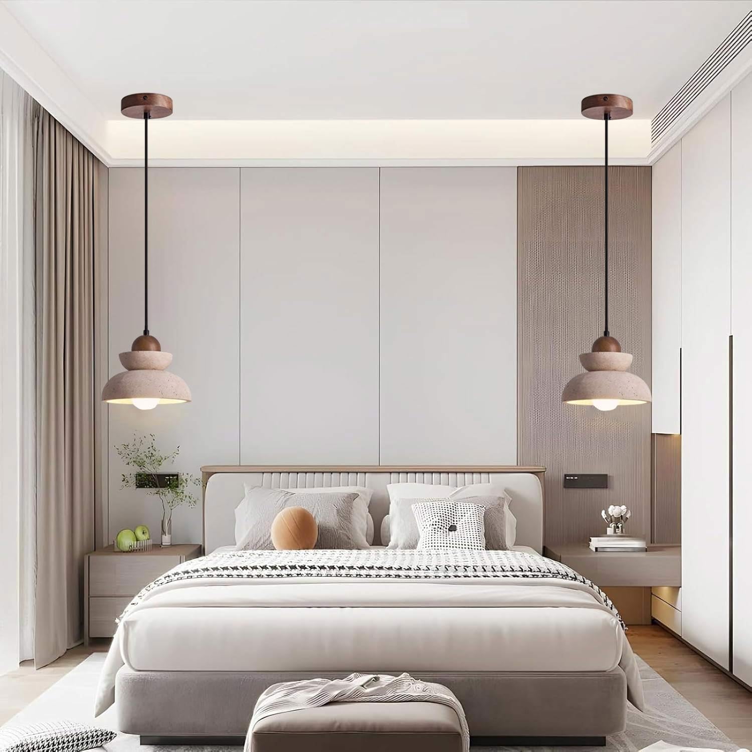 Generico Lampada Da Soffitto In Legno Di Travertino Naturale 7,1 Pollici Wabi Per Sala Pranzo, Cucina, Corridoio 'isola