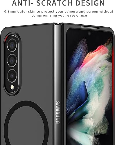 Miniatura 7 de Ephoou Funda de teléfono para Samsung Galaxy Z Fold4 compatible con MagSafe, protección de doble capa de grado militar, a prueba de golpes con funda