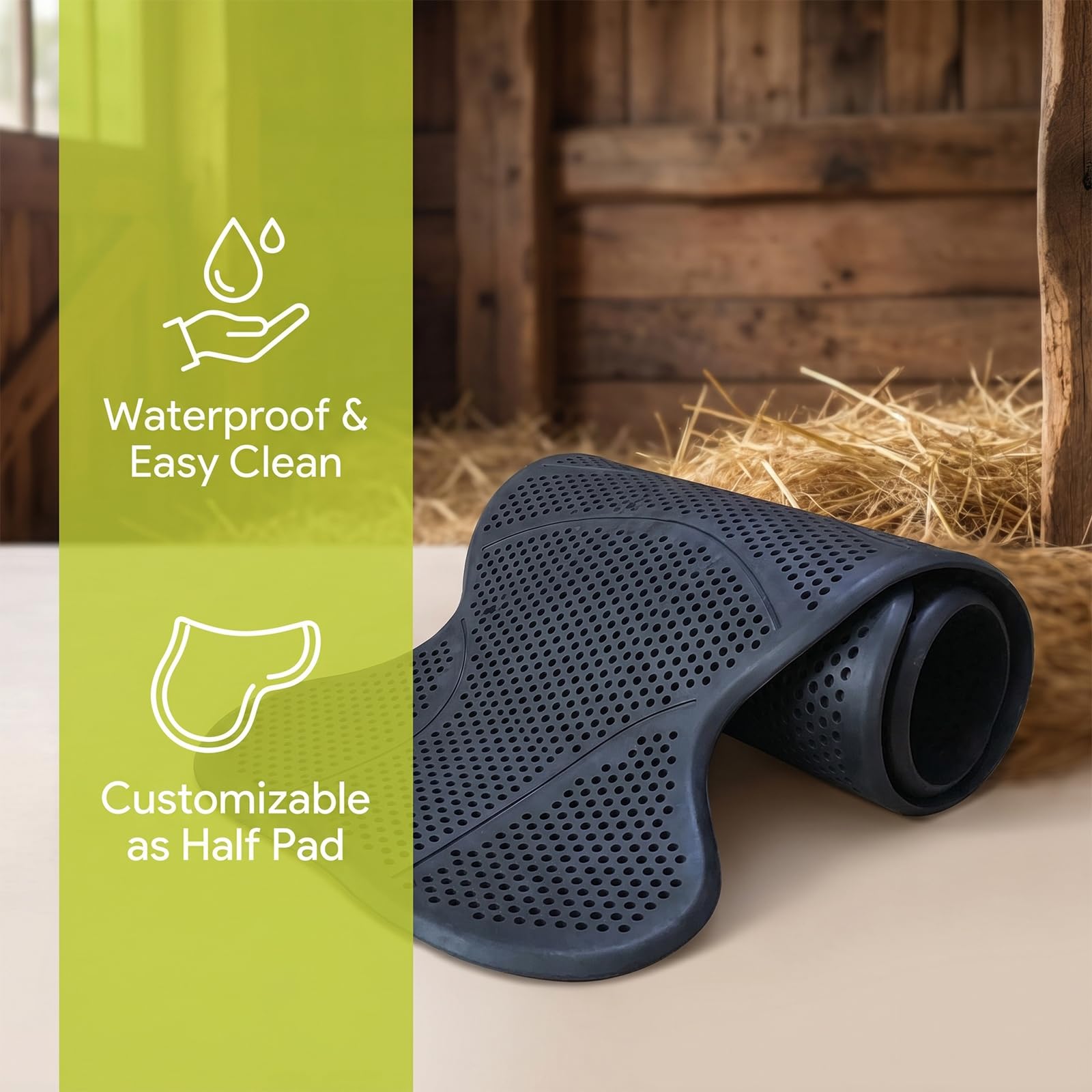 Baoblaze Sottosella in Gel di Silicone con Ventilazione, sottosella Lavabile Antiscivolo per Equitazione Western/Inglese per Cavalli, Nero