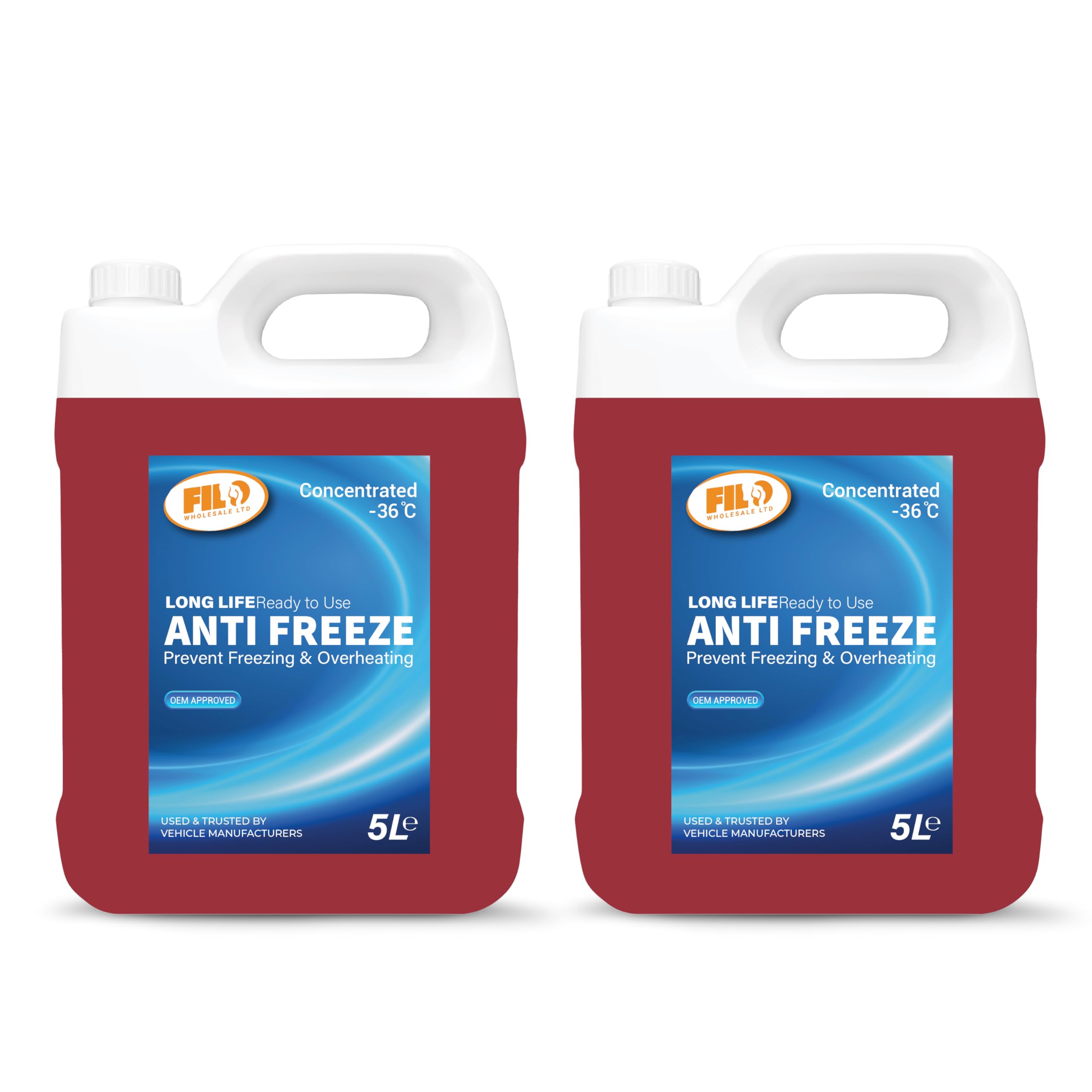 FiloRed Antifreeze & Coolant Ready to Use 2x5 L | Concentrated -36°C Protection | Engine Coolant, High Performance/Long-Life Formula | Extreme Winter Coolant | All Cars.