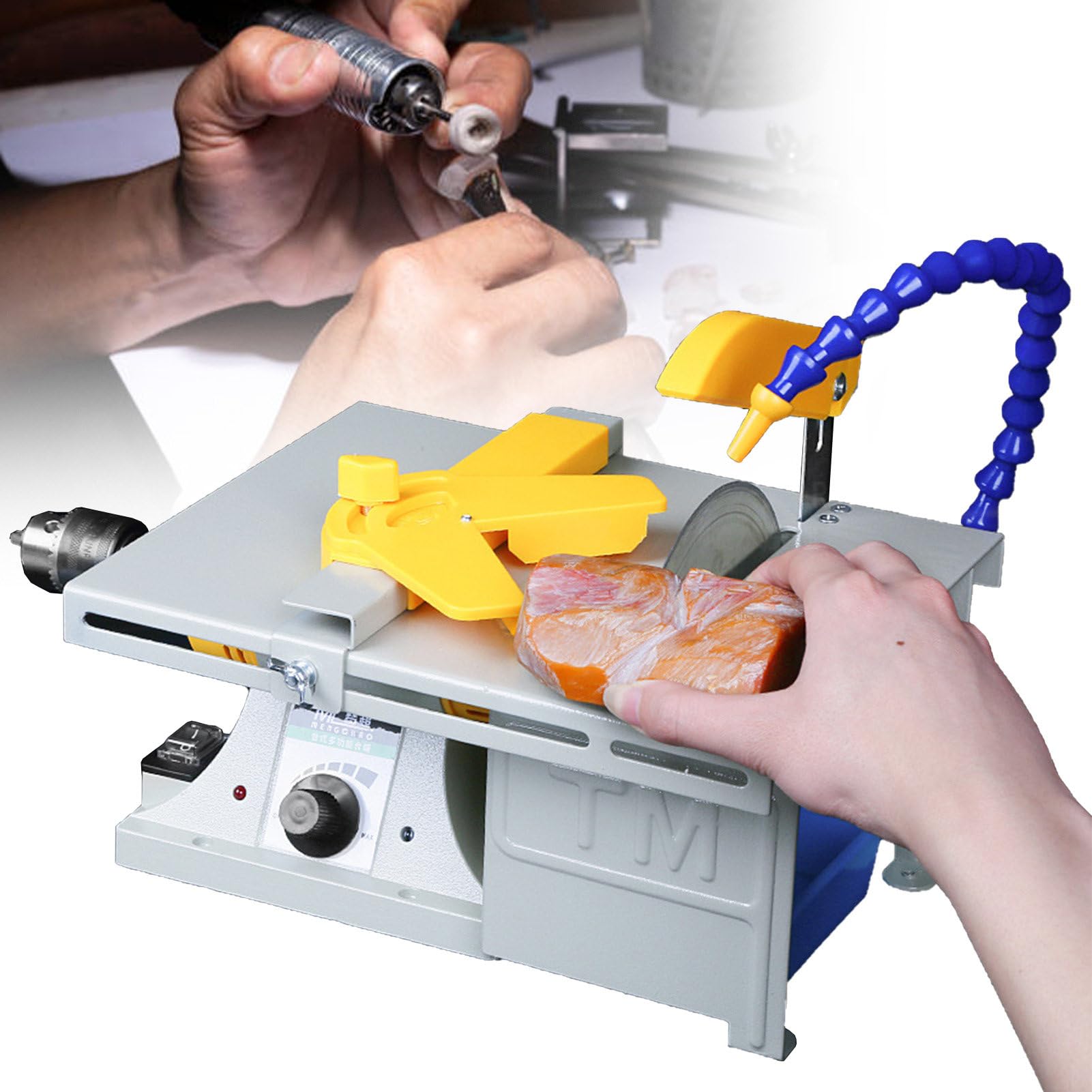 json2xml Multifunctional Lapidary Table Saw,Adjustable Speed Grinder with adjustable water pipe,Bench Lathe Polishing Buffer Machine for Rock Polishing&Cutting&Drilling - Includes Accessory Kit