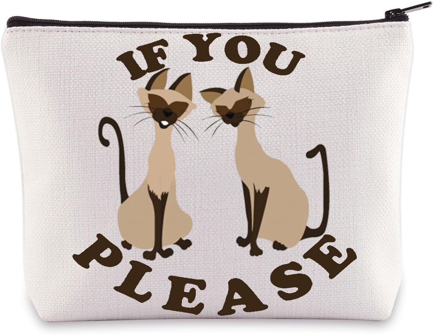 WZMPA Cat Cosmetic Bag Cat Lover Gifts If You Please Makeup Zipper Pouch Bag Cartoon Movie Merchandise (If You Please)