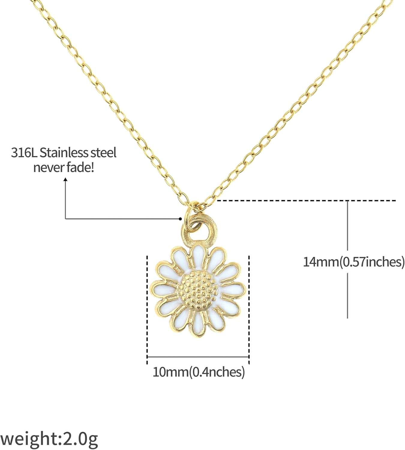 Made by Nami Gold Daisy Pendant Necklace for Women Stainless Steel Floral Charm Chain Adjustable Dainty Flower Necklace Minimalist Floral Jewelry - Image 5