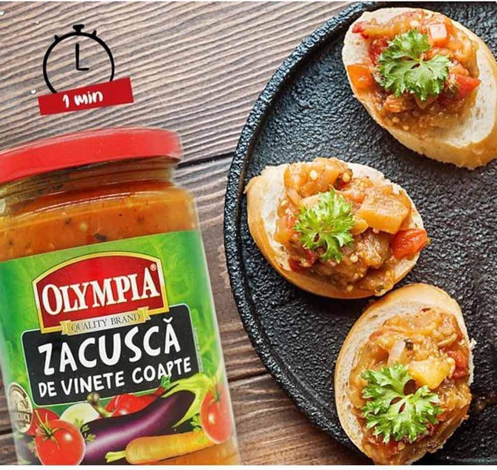 Olympia Zacusca de Vinete Coapte, Crema di Melanzane Arrostite, Aperitivo in Vetro, Specialità Vegetale Tradizionale Rumena, Set da 6 Barattoli da 300g