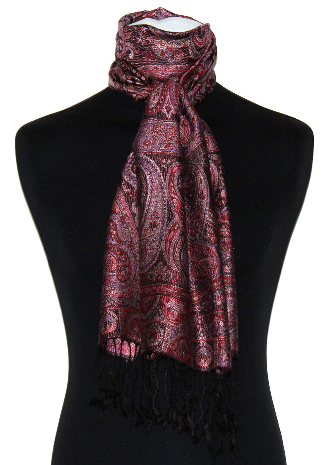 Lorenzo Cana Bufanda de seda para mujer, bufanda de seda 100% tejido bufanda de mujer elegante Paisley patrón multicolor, rojo oscuro, Talla única
