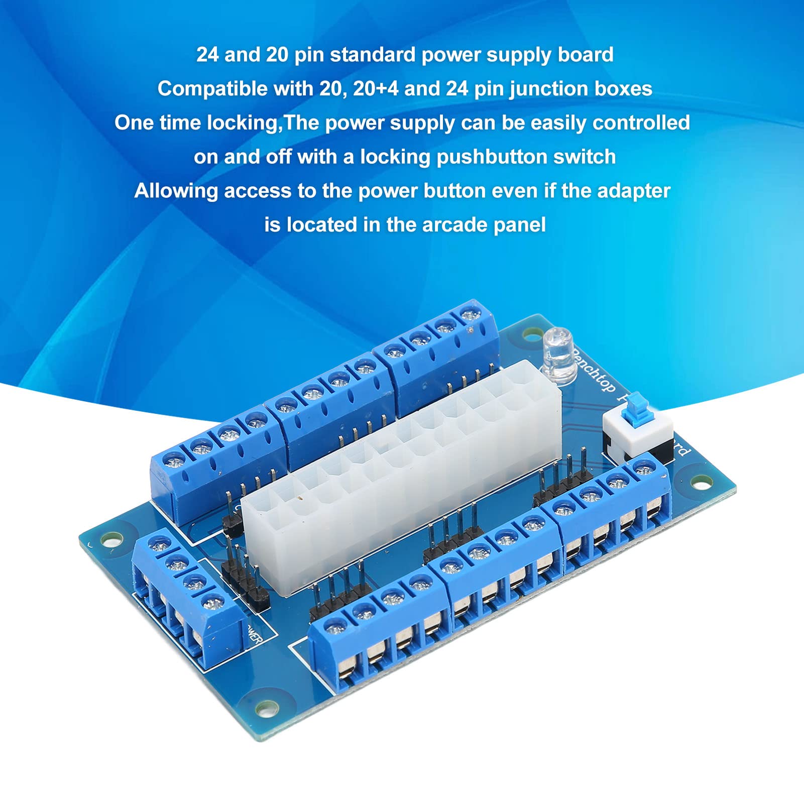 DC Power Supply Board, 24 20 Pin ATX DC Power Supply Board Module, Power Supply Board with LED Indicator Light
