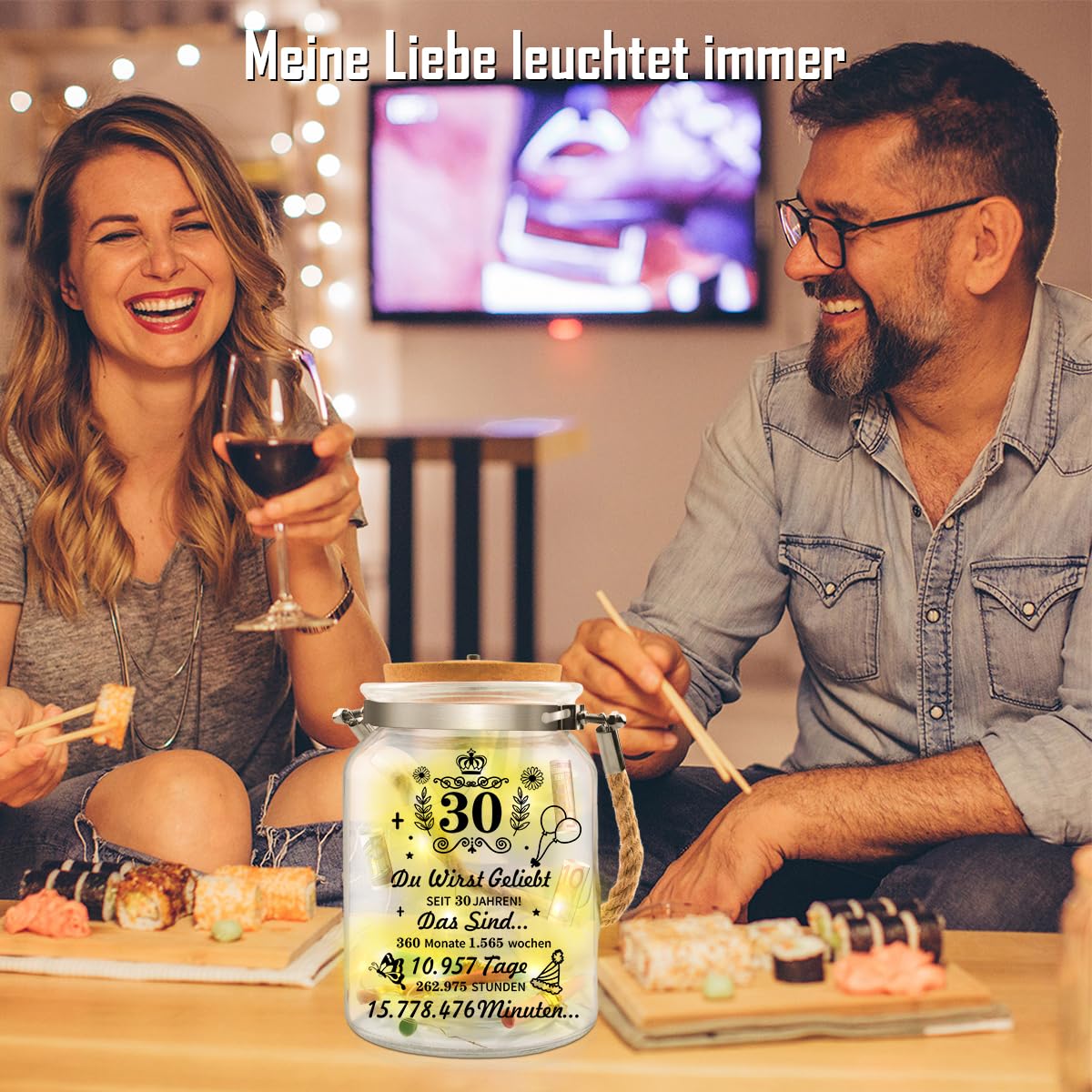 Herbst: Lampada LED Per Bottiglia Per 30° Compleanno – Regalo Originale Con Frasi E Spazio Per Soldi