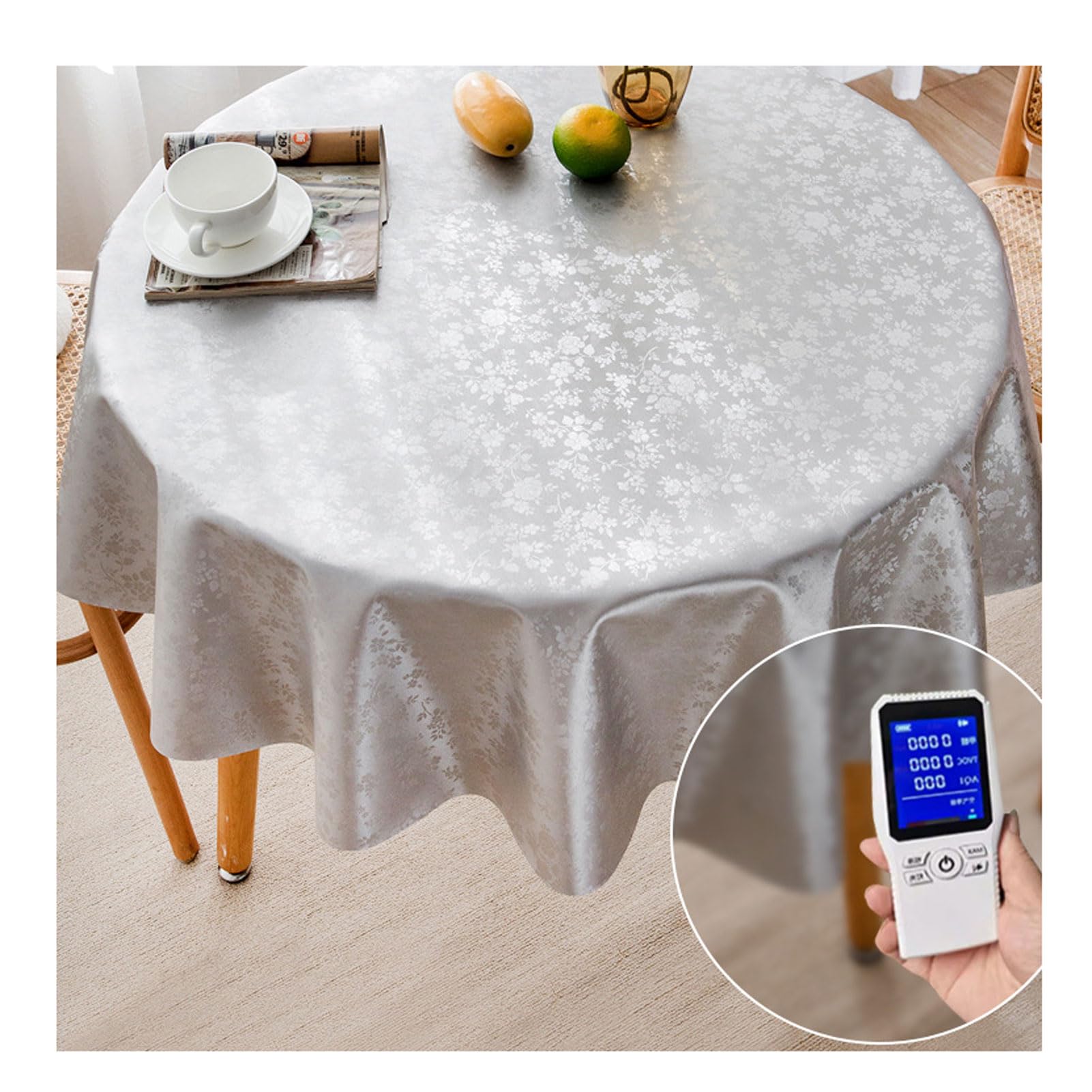 Nappe Toile Ciree Ronde Diameter 280cm, Nappe Ronde Anti Tache, Couverture de Table, Nappe de Table Ronde, Nappe de Table Ronde Impermeable, pour Salle à Manger/Extérieur Usage